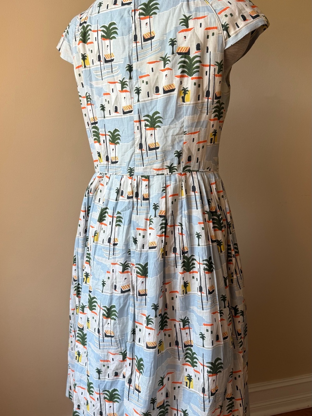 Modcloth Light Blue Palm & House Midi Dress - Picture 5 of 8